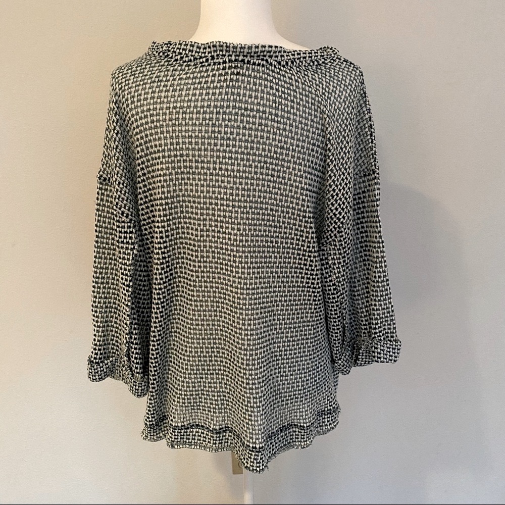 Umgee high-low woven tunic top, green and white check, size large - Picture 4 of 12